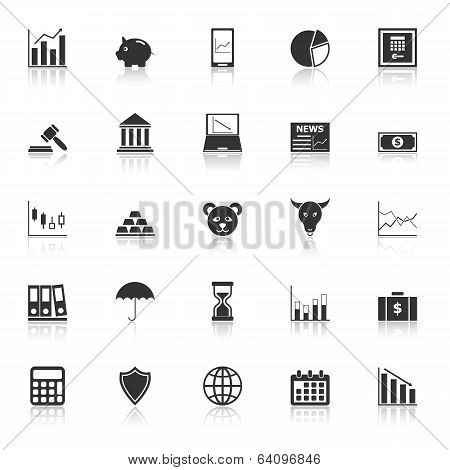 Stock Market Icons With Reflect On White Background