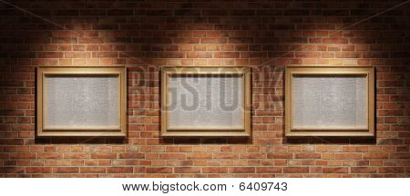 Three Pictures On A Brick Wall
