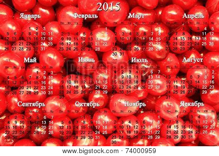 Calendar For 2015 On The Cherry Background