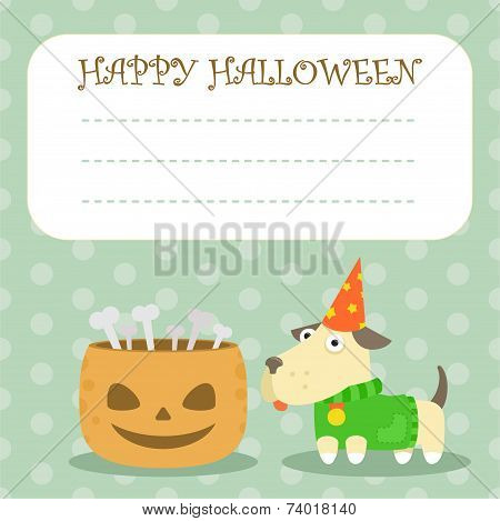 halloween pumpkin dog party card