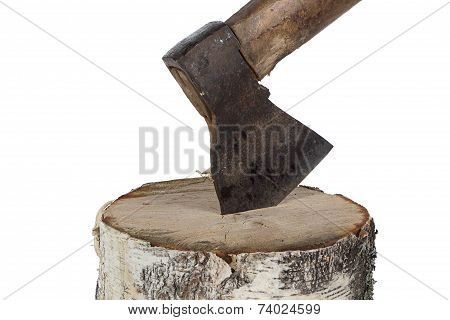 Image of axe in the birch stump