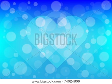 Heart  Light On Blue Color Background