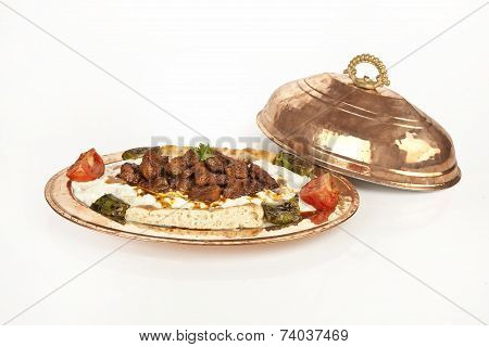 Turkish Kebab eggplant and meat alinazik