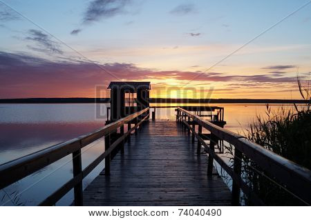 Beautiful sunset over the lake.