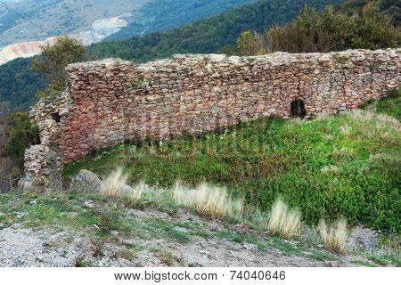 The ruins of Siria medieval fortress from Arad county in Romania