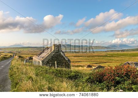 Pasture Landscape And Ruin Near Portmagee