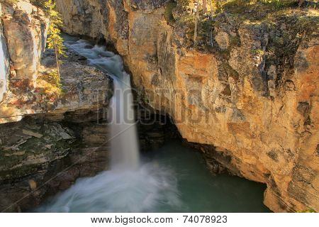 Watefall In Beauty Creek Canyon, Jasper National Park In Alberta, Canada