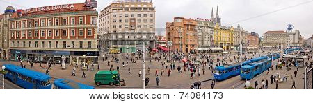 Zagreb Main Square Aerial Panorama