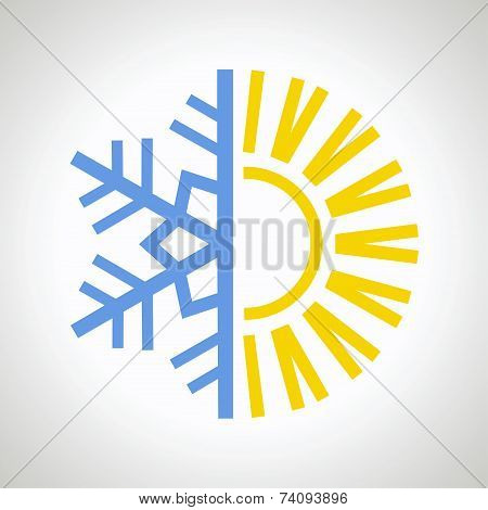 Sun and snowflake icon