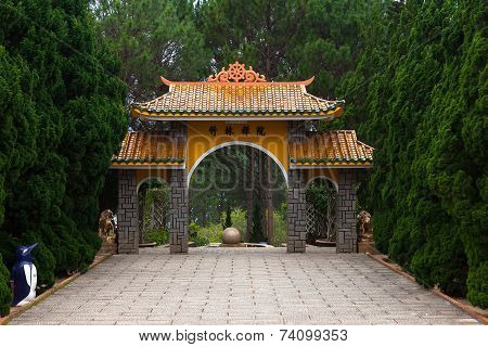 Gate Pagoda To Monastery. Dalat. Vietnam.