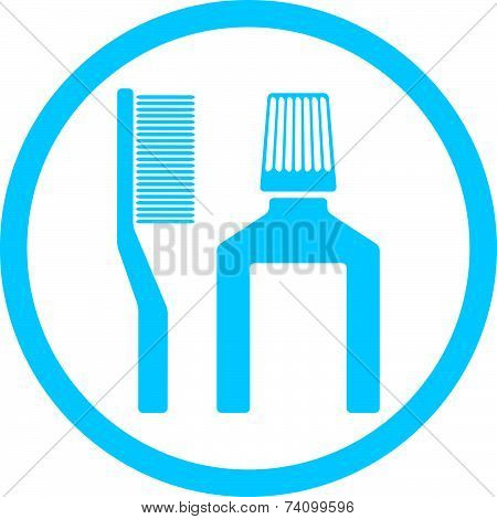 Tooth brush and paste icon isolated. Dental hygiene