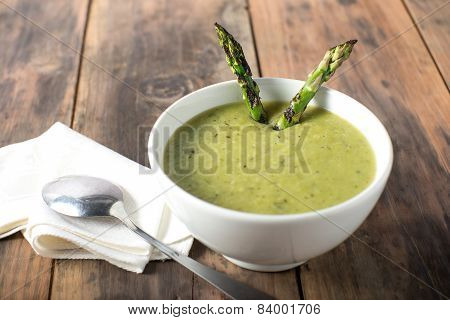 White Bowl Of Cream Asparagus Soup