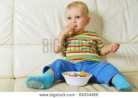 Boy Eating Sweets