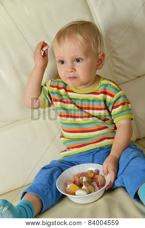 Boy Eating Sweets