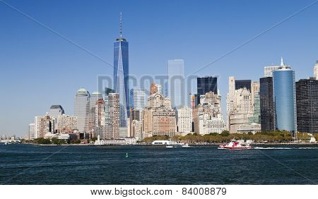 New York, Usa - Panorama And One World Trade Center