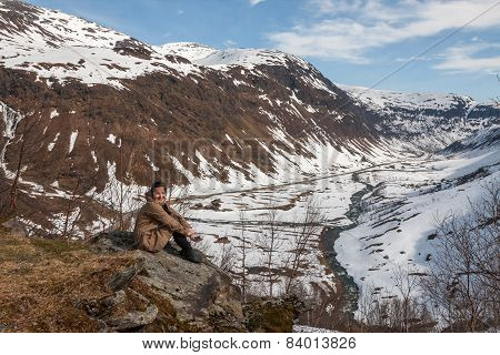 Mountains, Snow-covered Fjord