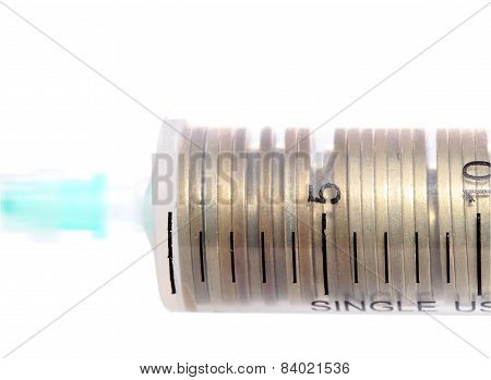 Syringe With Coins Concept Financial Investments