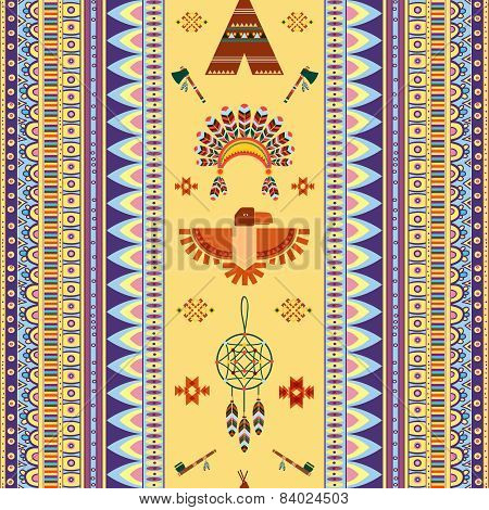 Vector vintage tribal ethnic seamless pattern for business