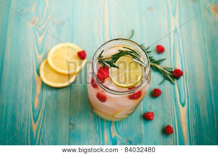detox water with fruits and berries in jar