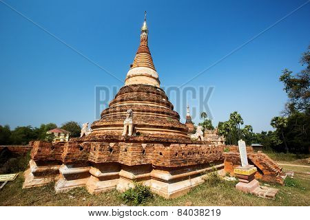 Burmese Pagoda  In Inwa, Myanmar