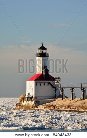 Lighthouse in Icy Water