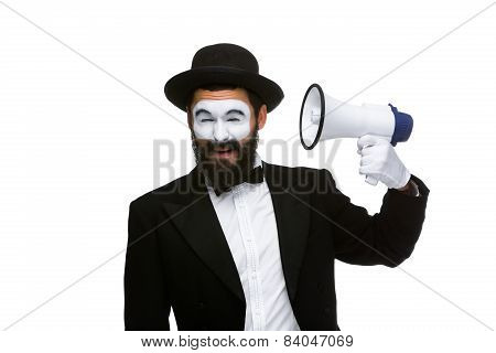 Man holding megaphone