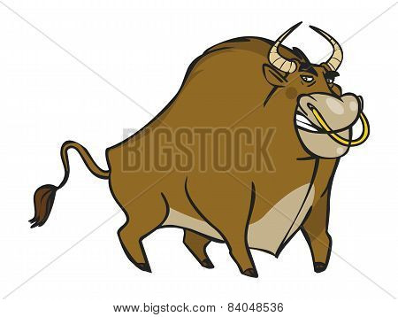 Funny Vector Cartoon Bull