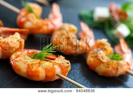 Detail Of Prawn Brochette.