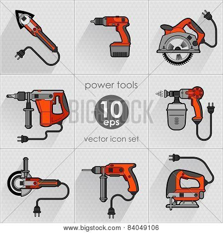 Power tool set. Vector illustration