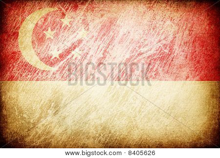 Granica przetarł flaga serii tła. Singapur.