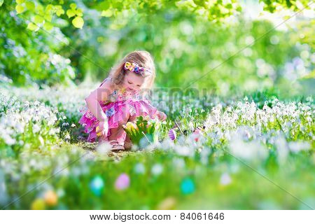 Little Girl At Easter Egg Hunt