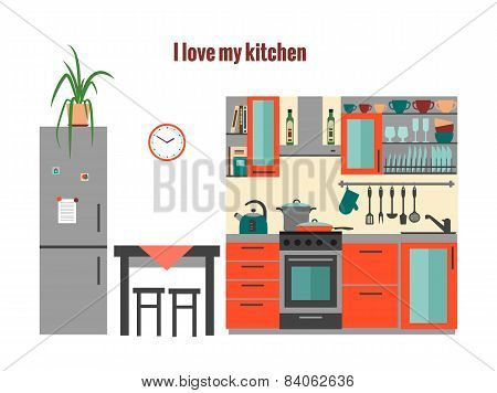 Kitchen with furniture