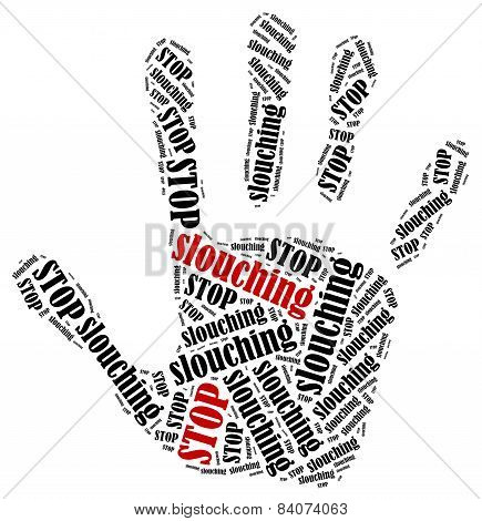 Word Cloud Illustration In Shape Of Hand Print Showing Protest.