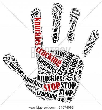 Word Cloud Illustration In Shape Of Hand Print Showing Protest.