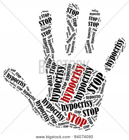 Word Cloud Illustration In Shape Of Hand Print Showing Protest.