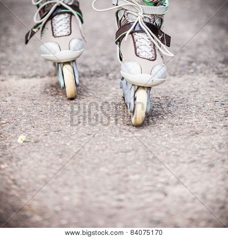 Enjoying Roller Skating Rollerblading On Inline Skates.