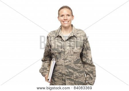 Female Airman With Books