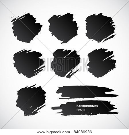 Brushstroke banners. Ink spot vector backgrounds.