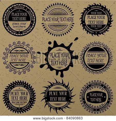 Set Of Round Vintage Signs And Labels.