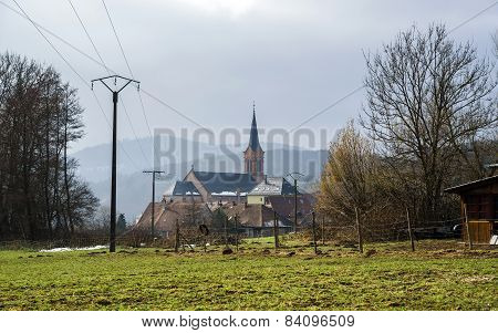 Old Countryside Church In Breitenbach, Alsace