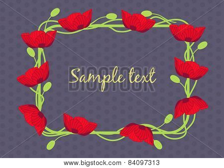 Vintage flower poppy frame
