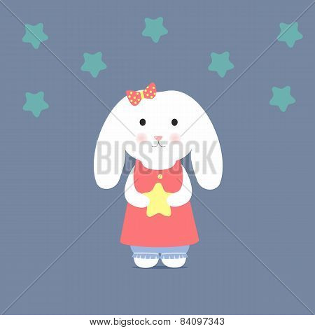 Cute Bunny holding a star
