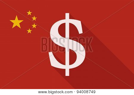 China Long Shadow Flag With A Dolar Sign