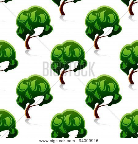 Abstract green trees seamless pattern