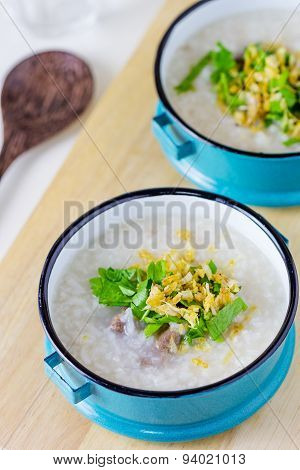 Rice Congee Mixed With Meat