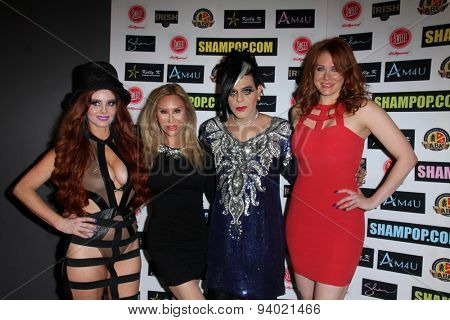 LOS ANGELES - JUN 4:  Phoebe Price, Tess Broussard, Sham Ibrahim, Maitland Ward at the Celebrity Selfies Art Show by Sham Ibrahim at the Sweet! Hollywood on June 4, 2015 in Los Angeles, CA