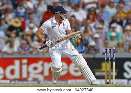 MANCHESTER, ENGLAND - August 03 2013: Jonny Bairstow during day three of  the Investec Ashes 3rd test match at Old Trafford Cricket Ground, on August 03, 2013 in London, England.