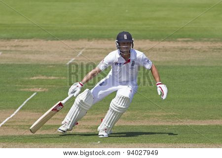 LONDON, ENGLAND - July 18 2013: Jonathan Trott runs a single on day one of the Investec Ashes 2nd test match, at Lords Cricket Ground on July 18, 2013 in London, England.