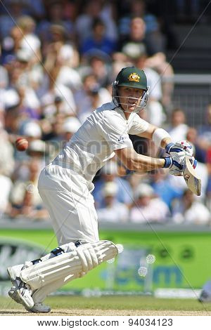 MANCHESTER, ENGLAND - August 02 2013: Brad Haddin batting during day two of  the Investec Ashes 3rd test match at Old Trafford Cricket Ground, on August 02, 2013 in London, England.