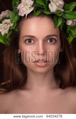 studio portrait of beauty woman with circlet